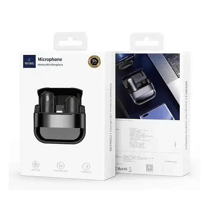 WiWU WM001 Wireless single Microphone for phone Portable  with ANC and Mute function Type-C &  iPhone.